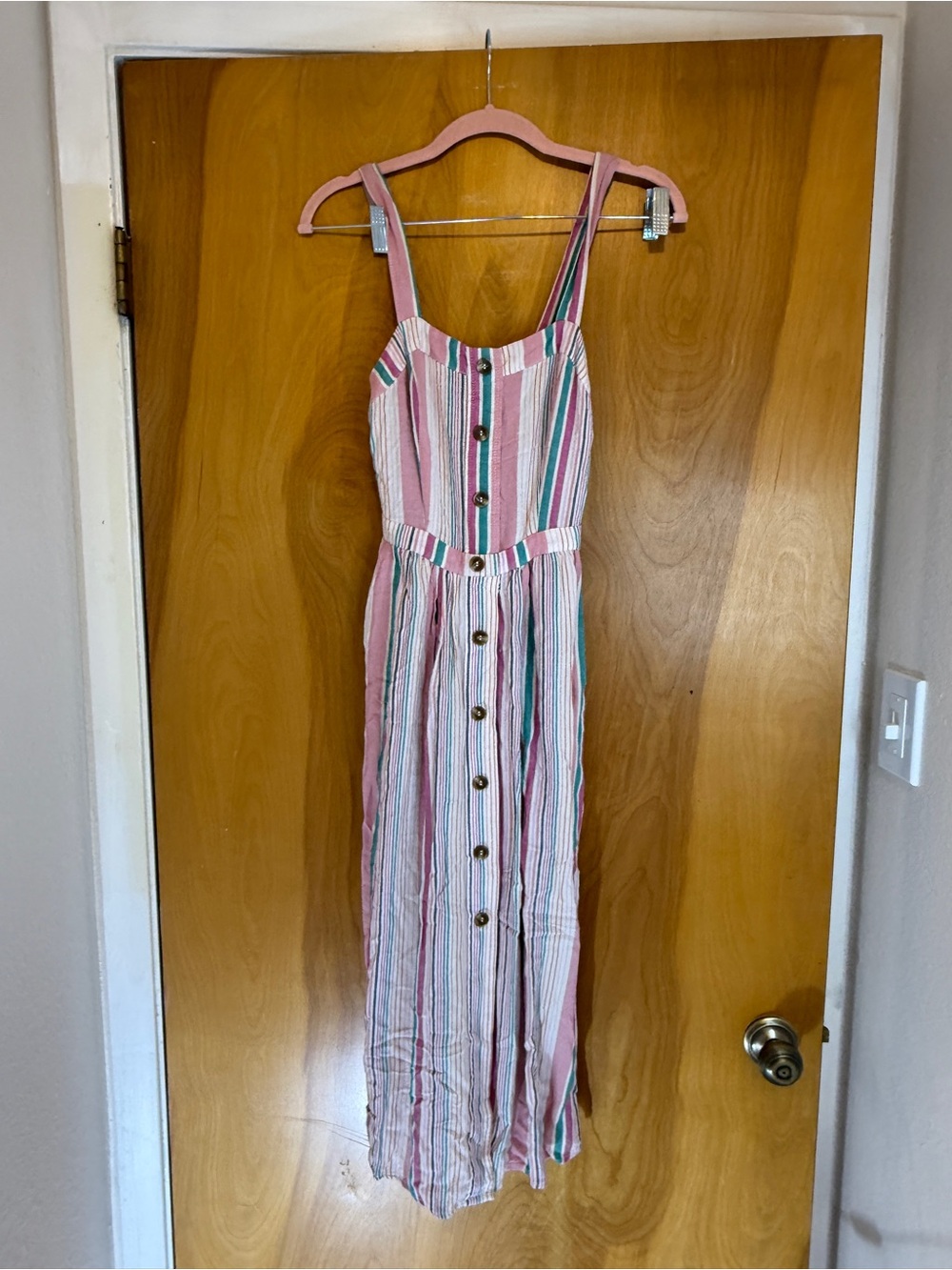 bp Striped Sleeveless Top in Pink, Teal & White